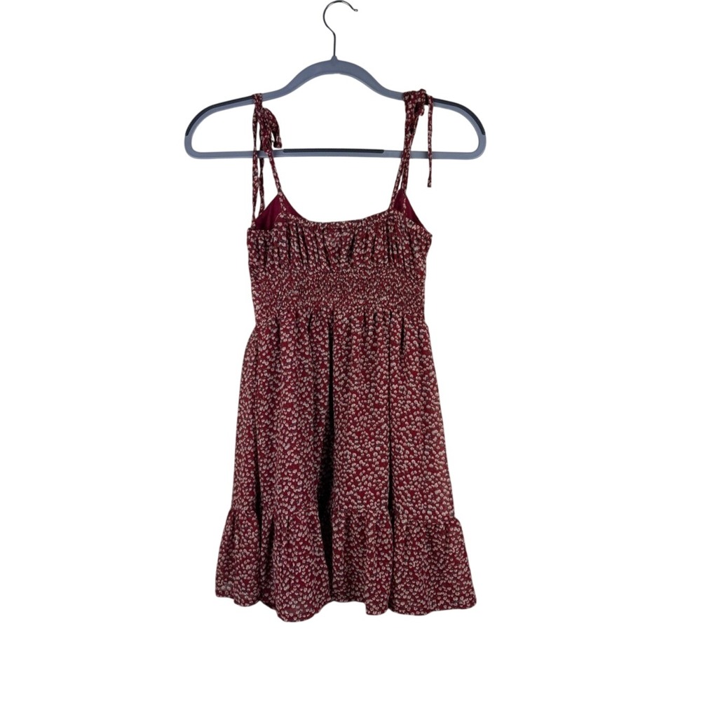 Princess Polly Red Floral Smocked Mini Dress Adjustable‎ Tie Shoulder Beach Vibe - Picture 8 of 11
